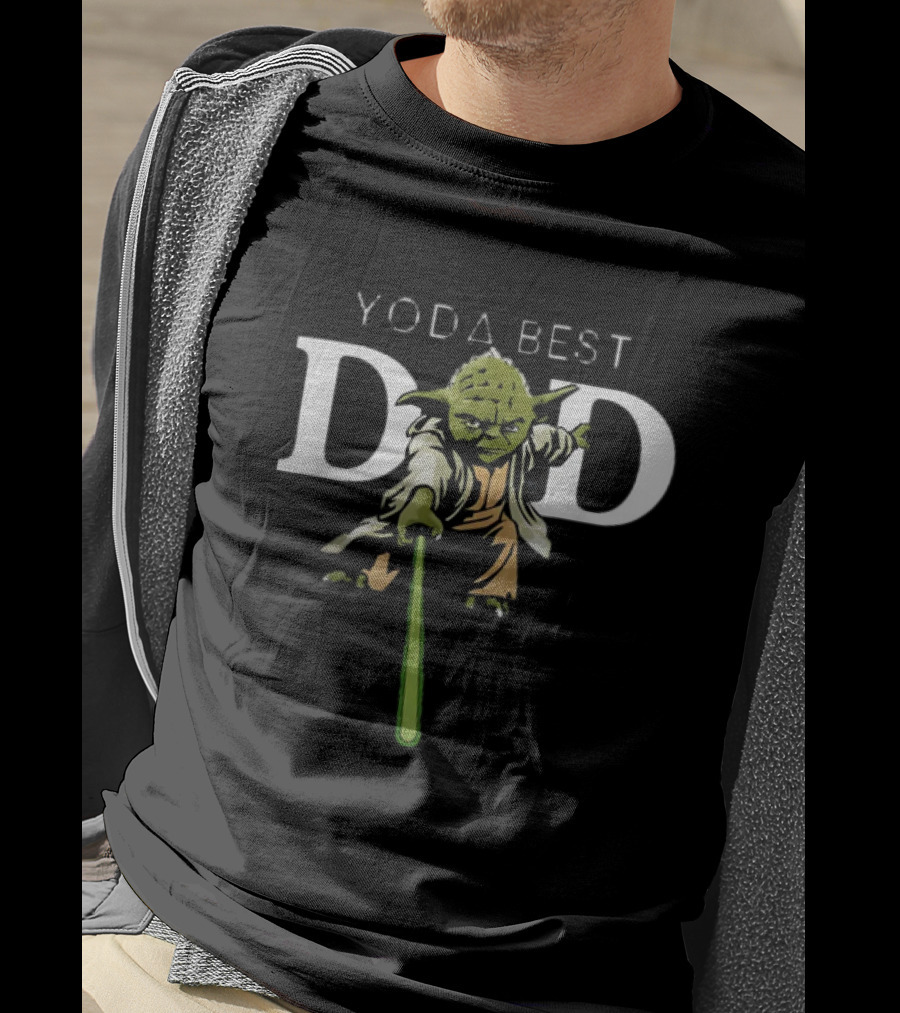 Yoda Best Dad Star Wars Fathers Day Green Lightsaber Jedi Master T-Shirt