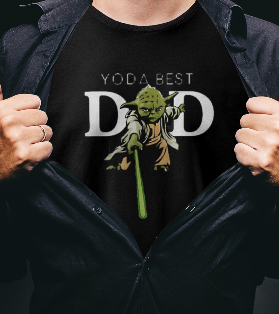 Yoda Best Dad Star Wars Fathers Day Green Lightsaber Jedi Master T-Shirt