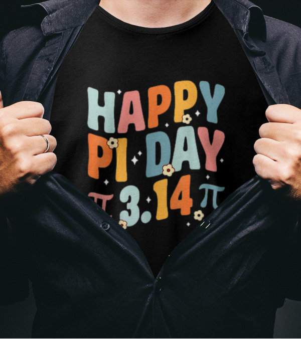 Happy Pi Day 3.14 Groovy Math Teacher T-Shirt