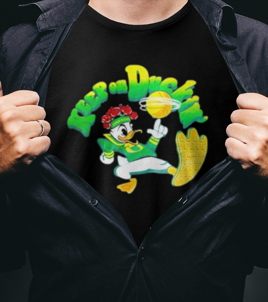 Keep On Duckin' Oregon Ducks Mascot Basketball Dunk T-Shirt