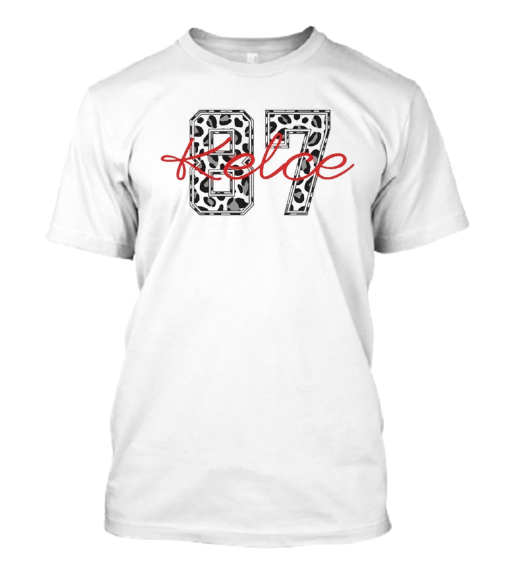 Kelce 87 Leopard Print Red Script T-Shirt