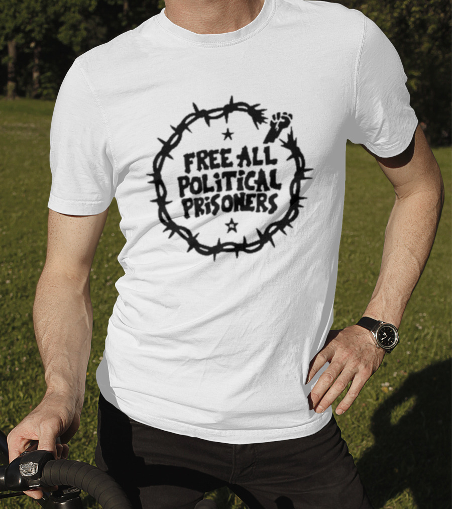 Liberation Free All Political Prisoners Barbed Wire Fist T-Shirt