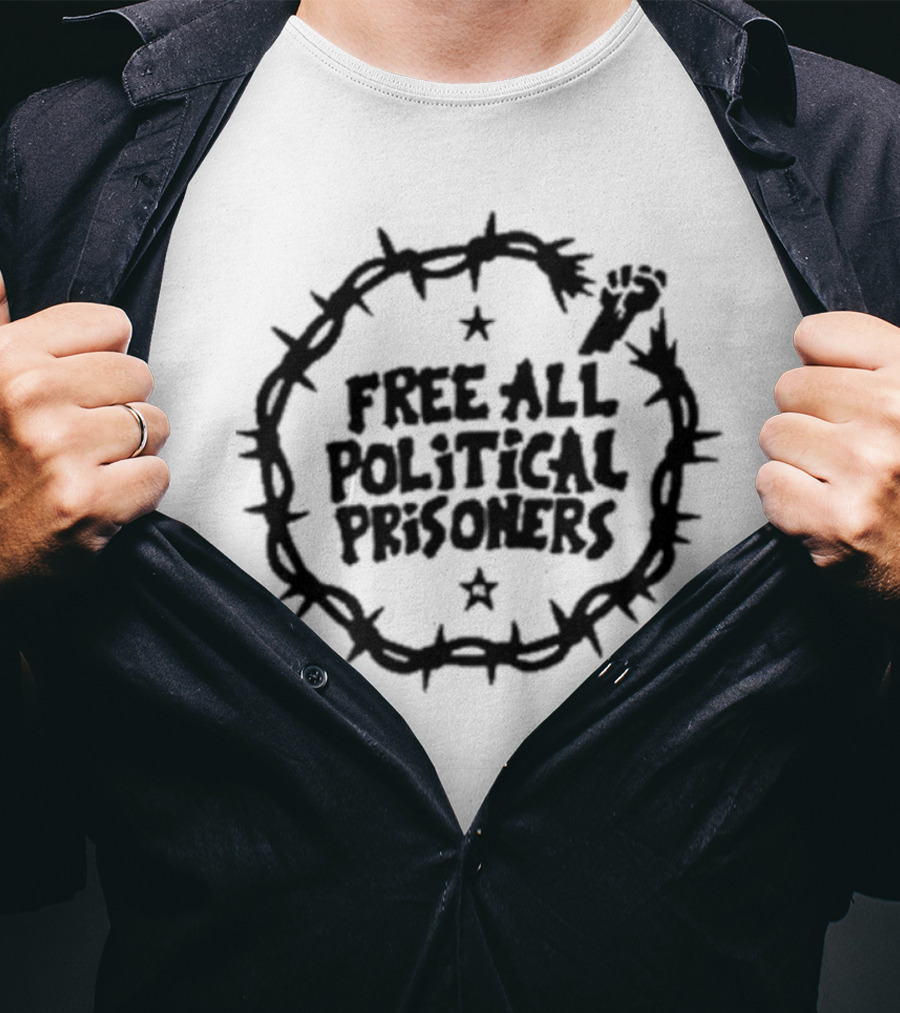 Liberation Free All Political Prisoners Barbed Wire Fist T-Shirt