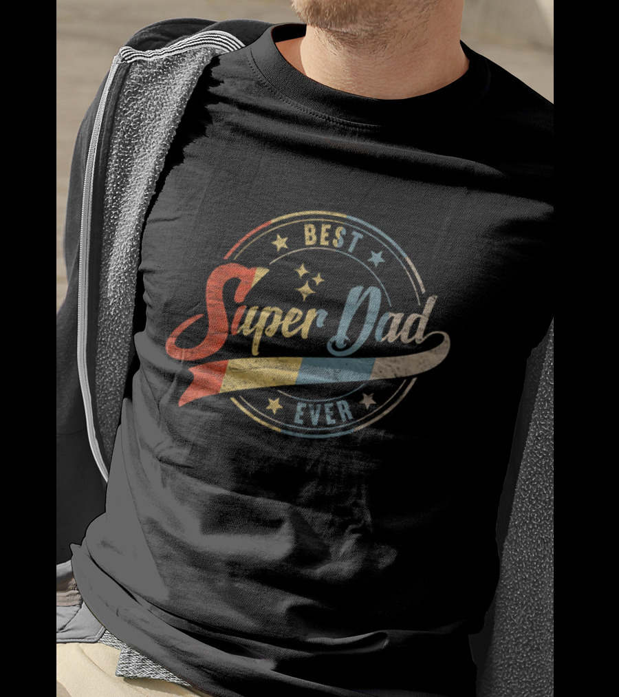Best Dad Super Dad Ever Retro Father's Day T-Shirt