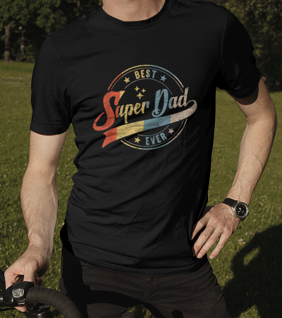 Best Dad Super Dad Ever Retro Father's Day T-Shirt