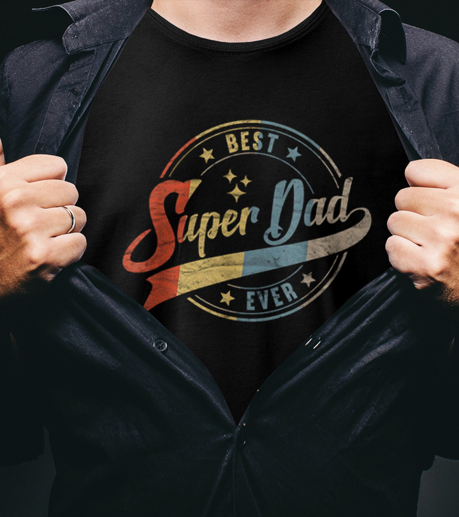 Best Dad Super Dad Ever Retro Father's Day T-Shirt