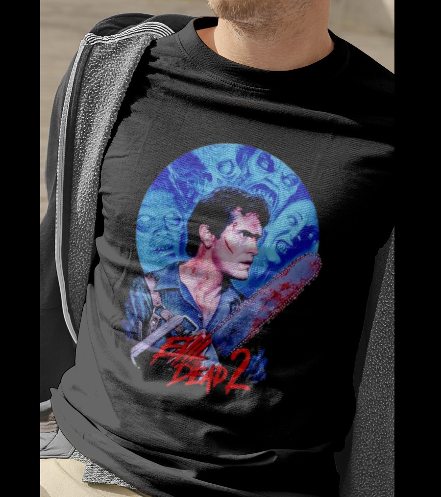 Evil Dead 2 Main Character Chainsaw Fight With Zombies T-Shirt