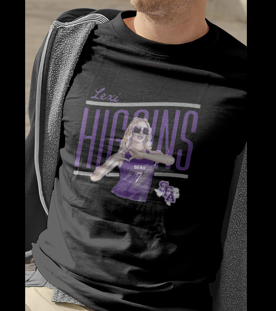 Lexi Higgins SFASU Volleyball Player Number 7 With Sunglasses And Heart Gesture T-Shirt