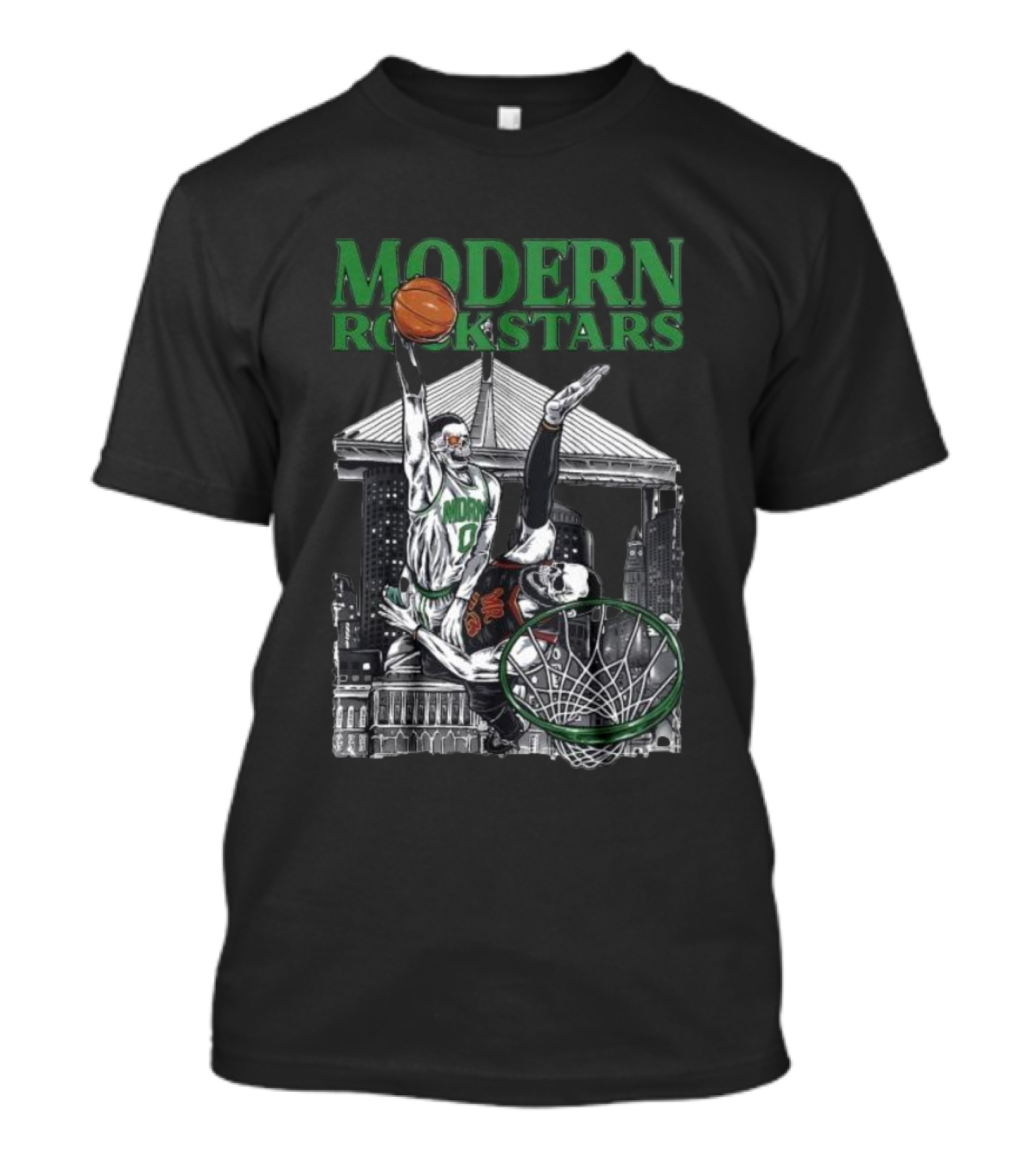 Modern Rockstars Basketball Dunk Skyline Bridge T-Shirt
