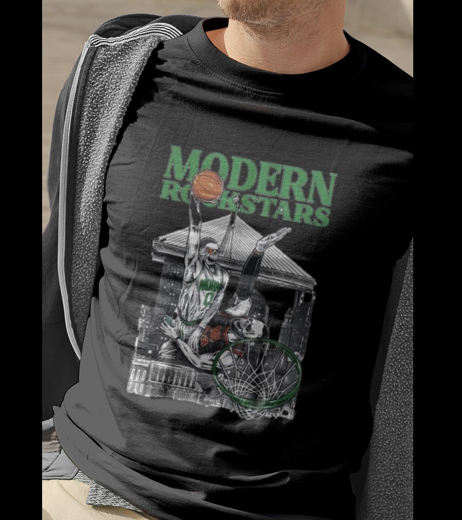 Modern Rockstars Basketball Dunk Skyline Bridge T-Shirt