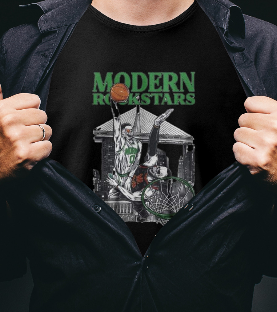 Modern Rockstars Basketball Dunk Skyline Bridge T-Shirt