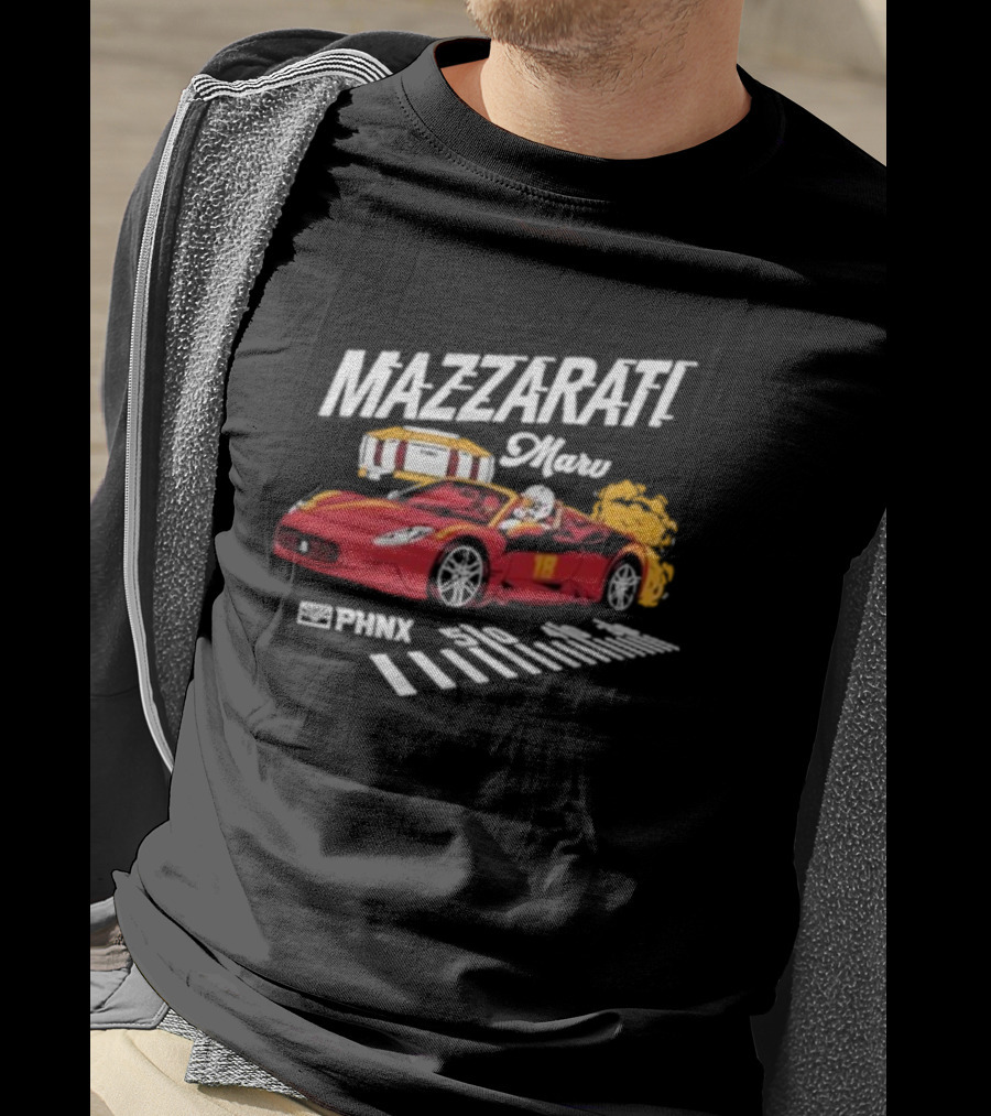 PHNX Mazzarati Marv Racing Car With Flames And Helmet T-Shirt