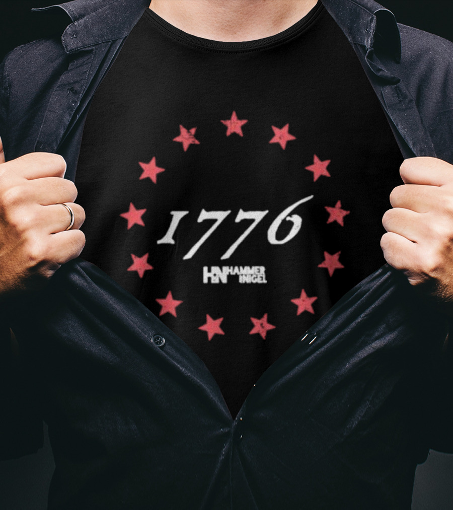 Hammer And Nigel 1776 Red Stars Circle Motif T-Shirt