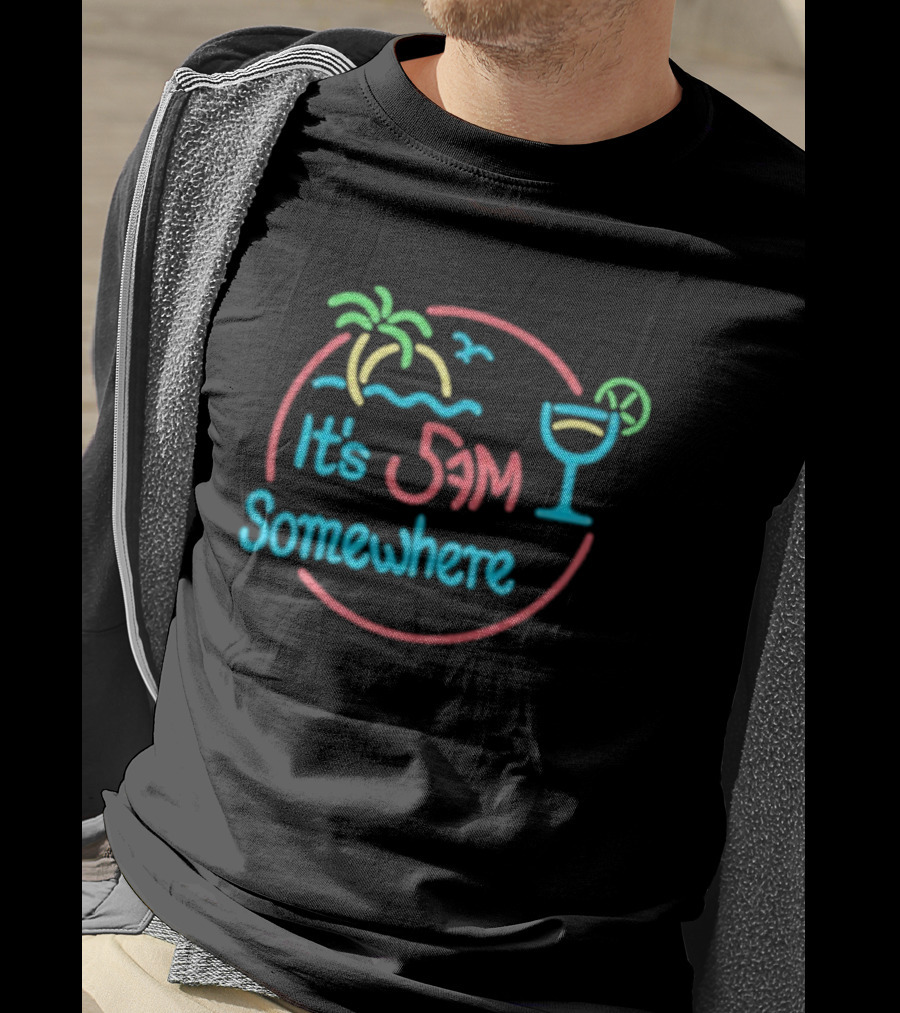 Its 5am Somewhere Neon Beach Cocktail Vibes T-Shirt