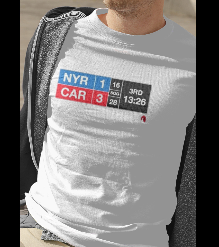 NYR 1 CAR 3 Scoreboard 3rd Period 13:26 SOG 16 28 T-Shirt