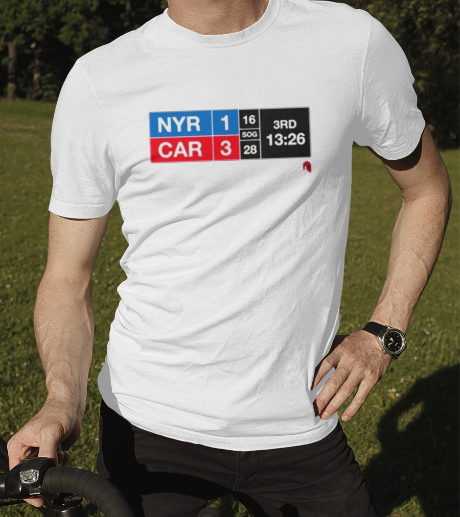 NYR 1 CAR 3 Scoreboard 3rd Period 13:26 SOG 16 28 T-Shirt
