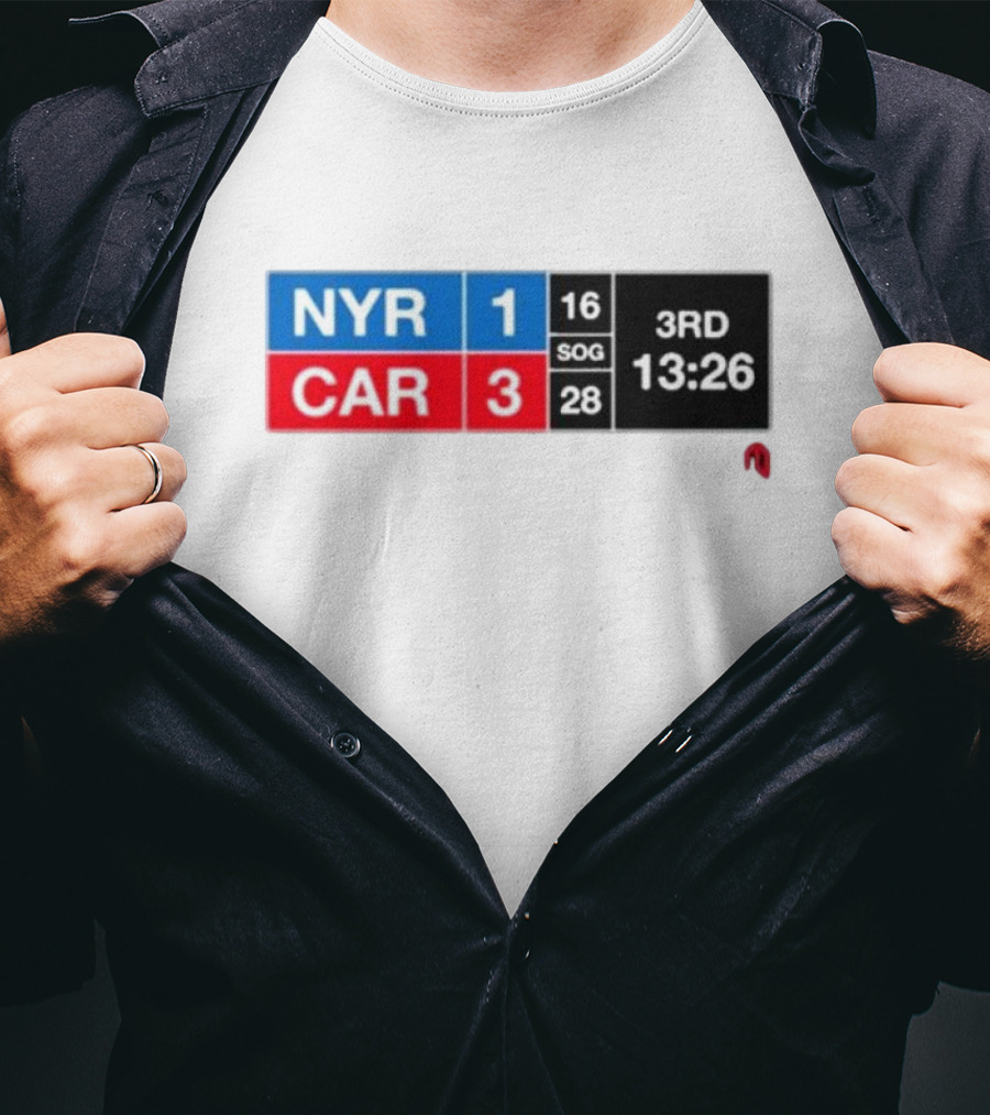 NYR 1 CAR 3 Scoreboard 3rd Period 13:26 SOG 16 28 T-Shirt