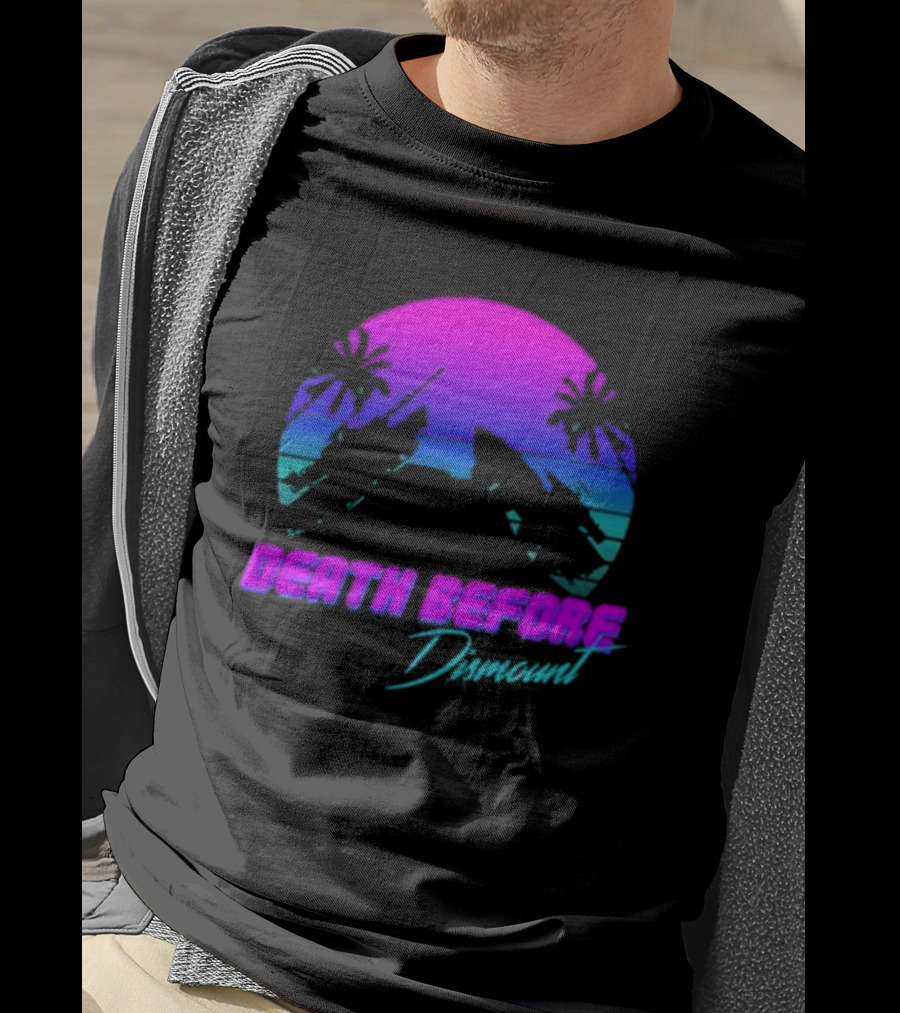 Tactically Jaded Death Before Dismount Retro Sunset Palms Rocket T-Shirt