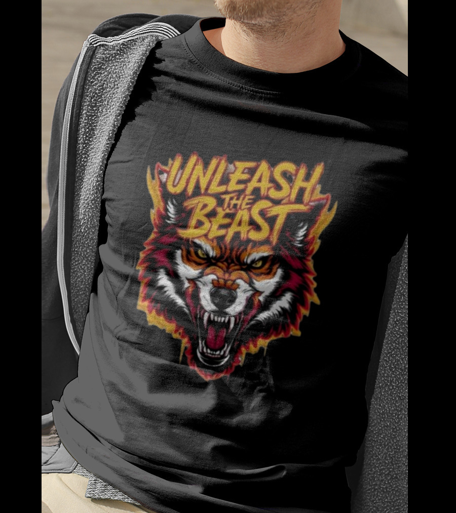 Unleash The Beast Wolf Head Fire T-Shirt