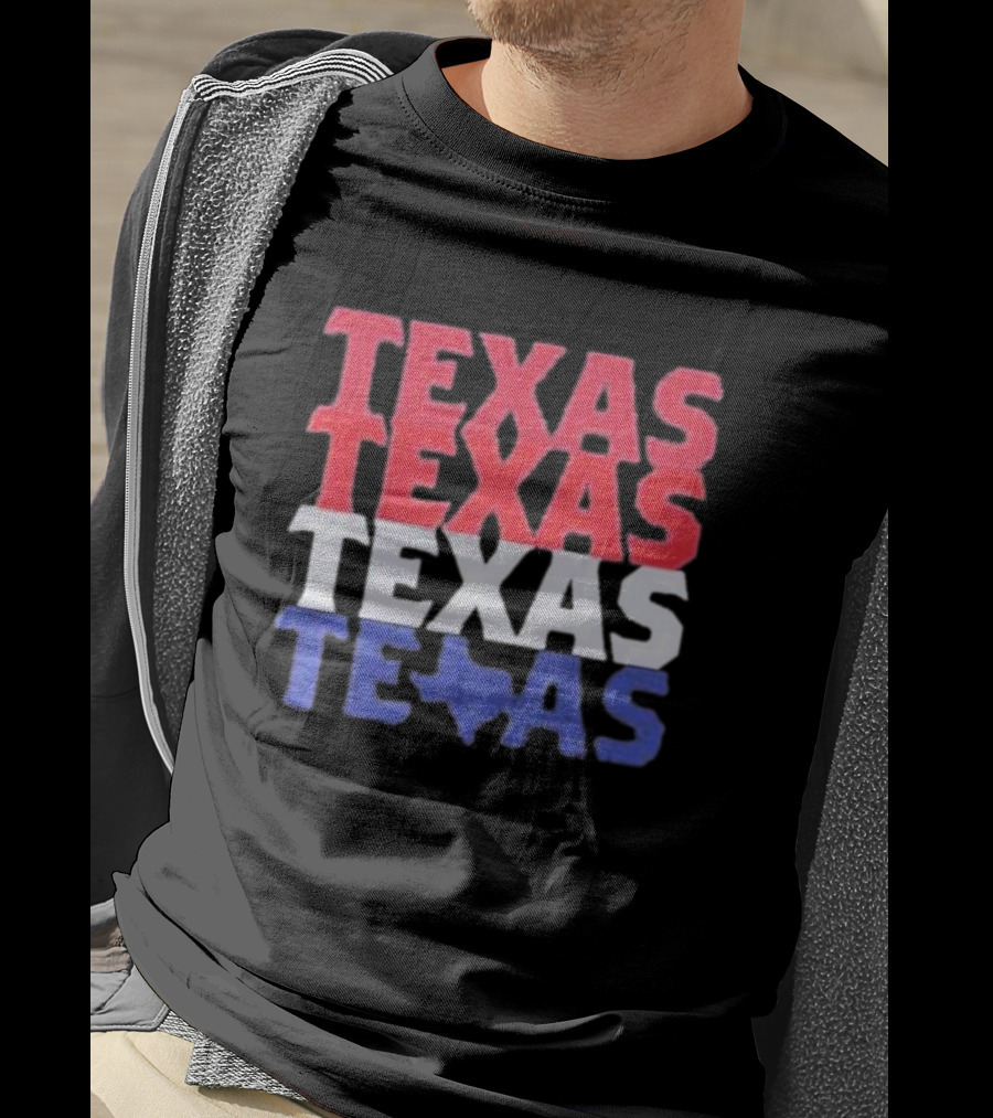 Texas Texas Texas Texas Map Red White Blue T-Shirt