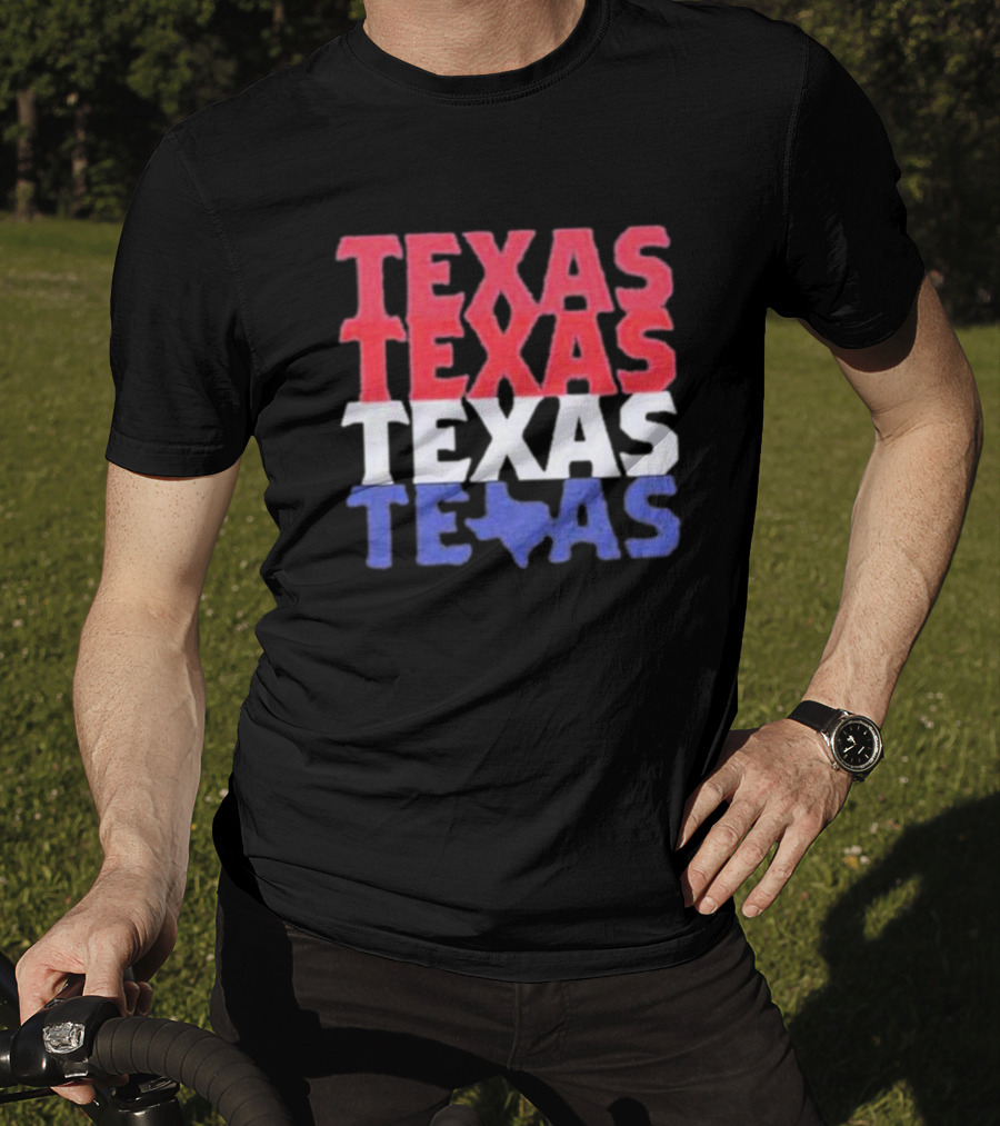 Texas Texas Texas Texas Map Red White Blue T-Shirt