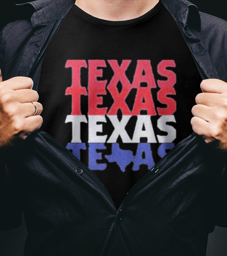 Texas Texas Texas Texas Map Red White Blue T-Shirt