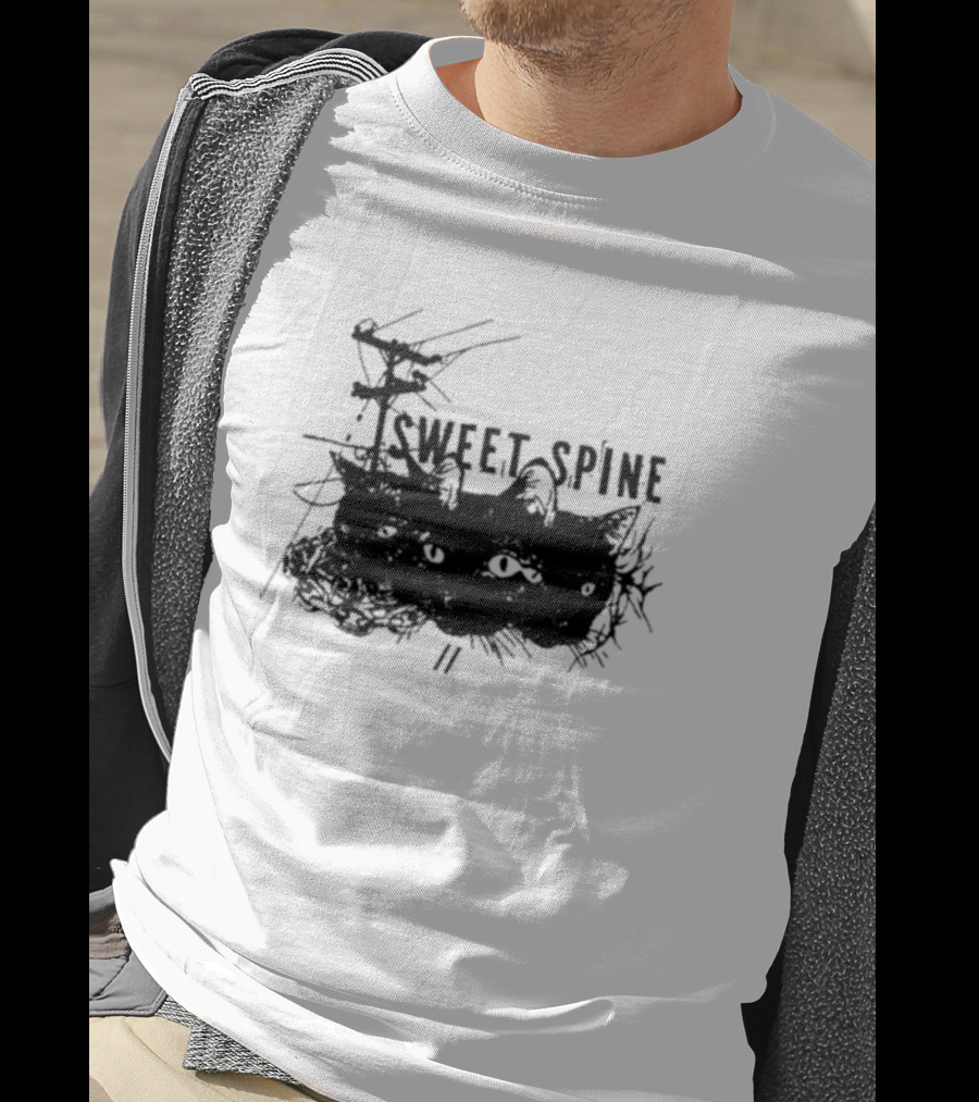 Sweet Spine 3 Headed Cat Dark T-Shirt