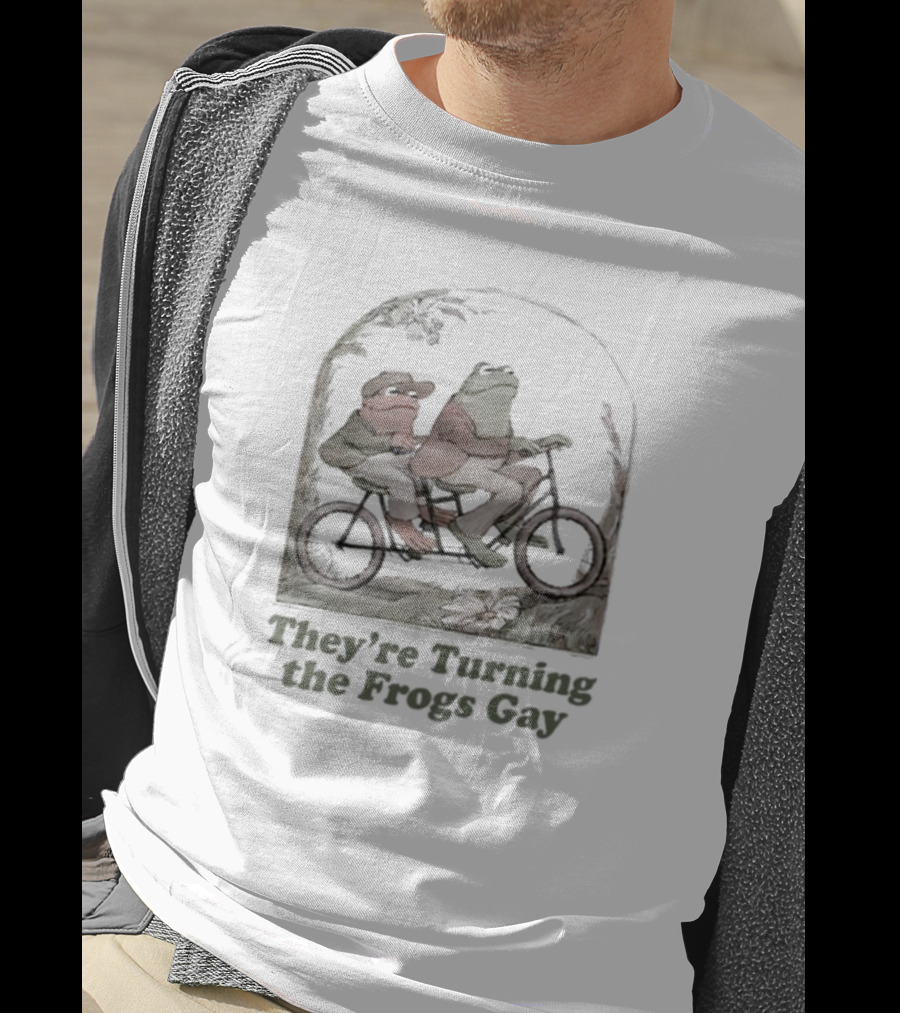 Frog Friends Riding A Bicycle Adventure: They're Turning The Frogs Gay T-Shirt