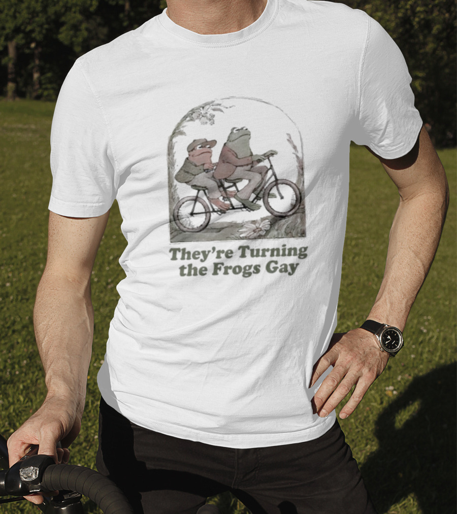 Frog Friends Riding A Bicycle Adventure: They're Turning The Frogs Gay T-Shirt