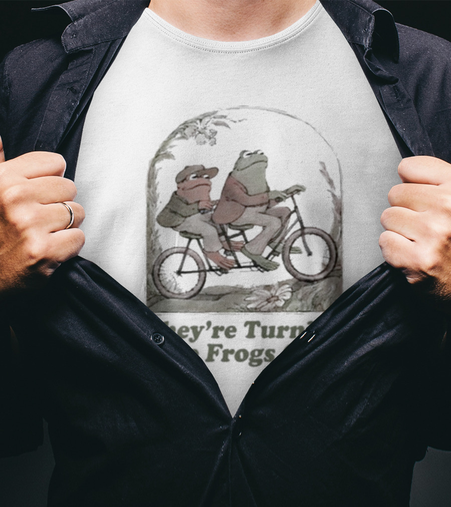 Frog Friends Riding A Bicycle Adventure: They're Turning The Frogs Gay T-Shirt