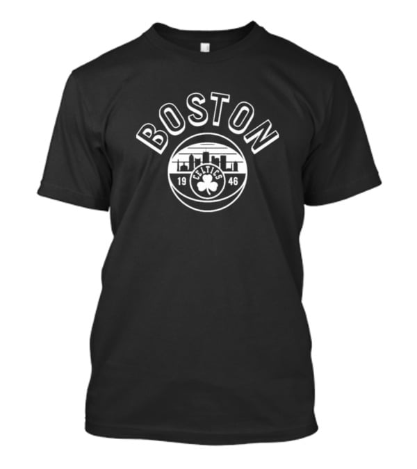BOSTON Celtics 1946 Basketball Skyline Shamrock T-Shirt