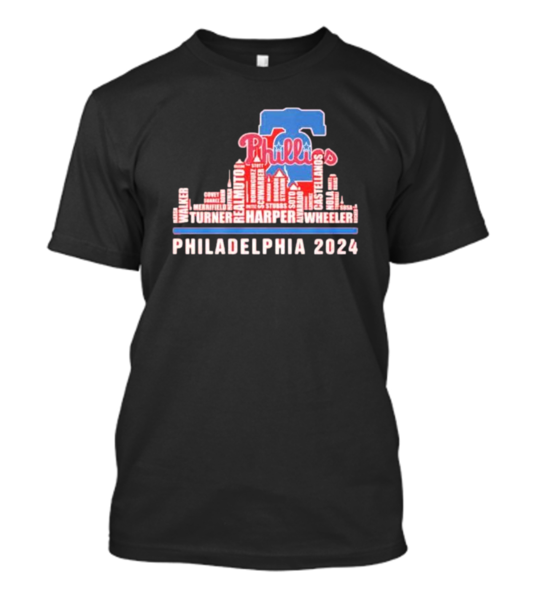 Philadelphia Phillies Harper Wheeler Skyline Players Name Philadelphia T-Shirt