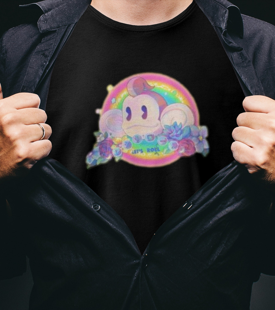 Quit Monkeying Around Let's Roll With Rainbow Monkey And Flowers T-Shirt