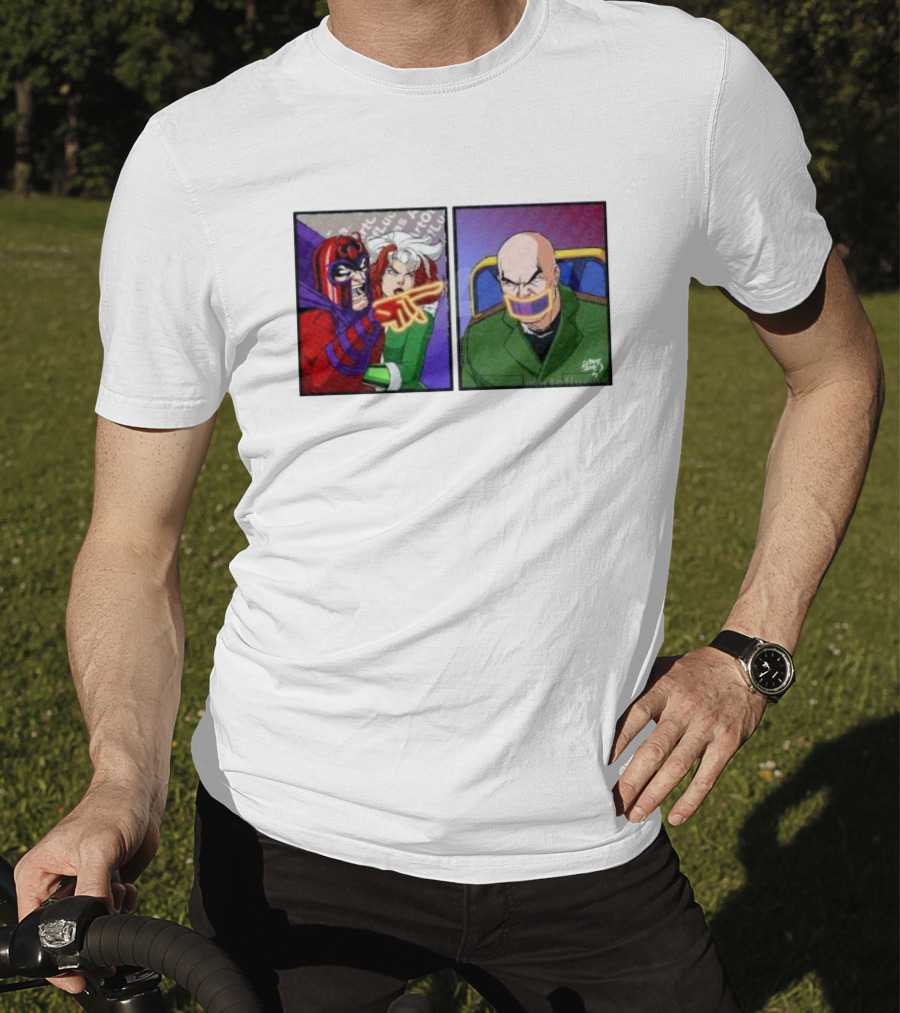 Magneto And Xavier Meme Panel With Pointing Gesture T-Shirt