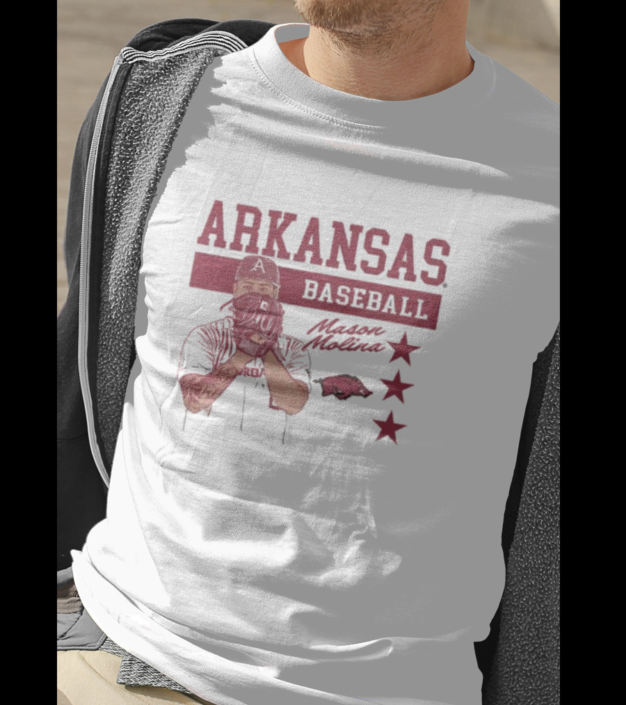 Arkansas Baseball Mason Molina Signature Pig Stars T-Shirt