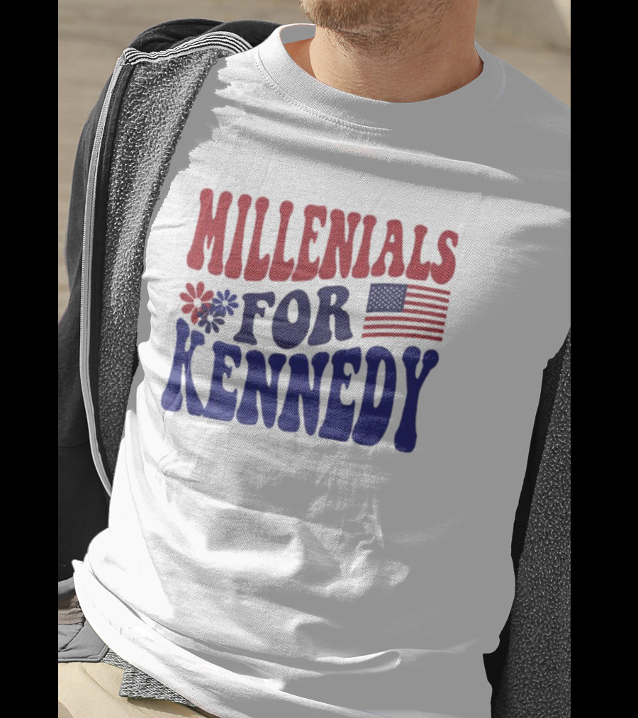 Millennials For Kennedy American Flag Flower Power T-Shirt
