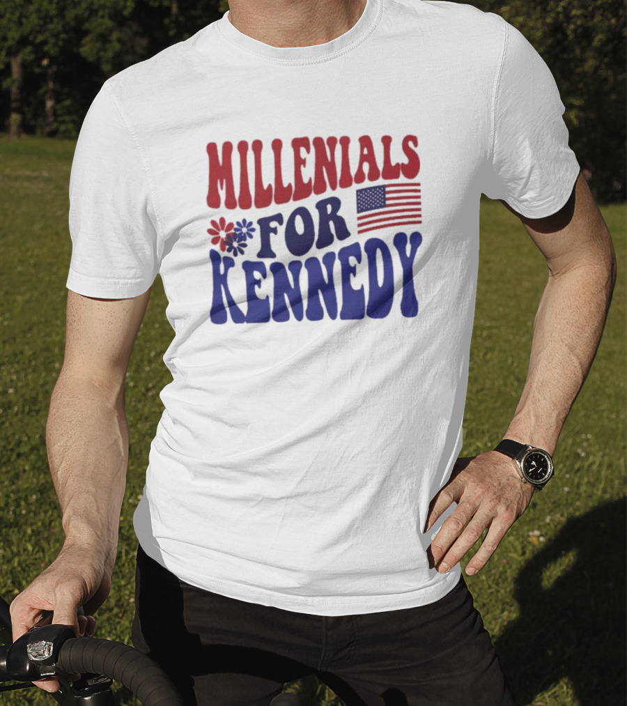 Millennials For Kennedy American Flag Flower Power T-Shirt