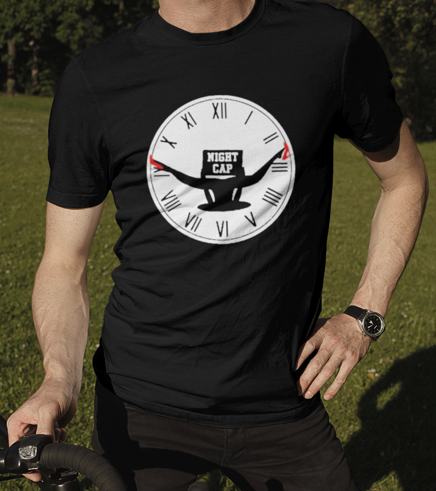 Night Cap Clock Roman Numerals Quarter To Three T-Shirt