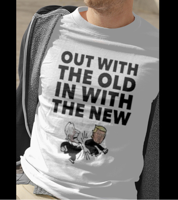 Out With The Old In With The New Trump Kicking Biden Cartoon T-Shirt