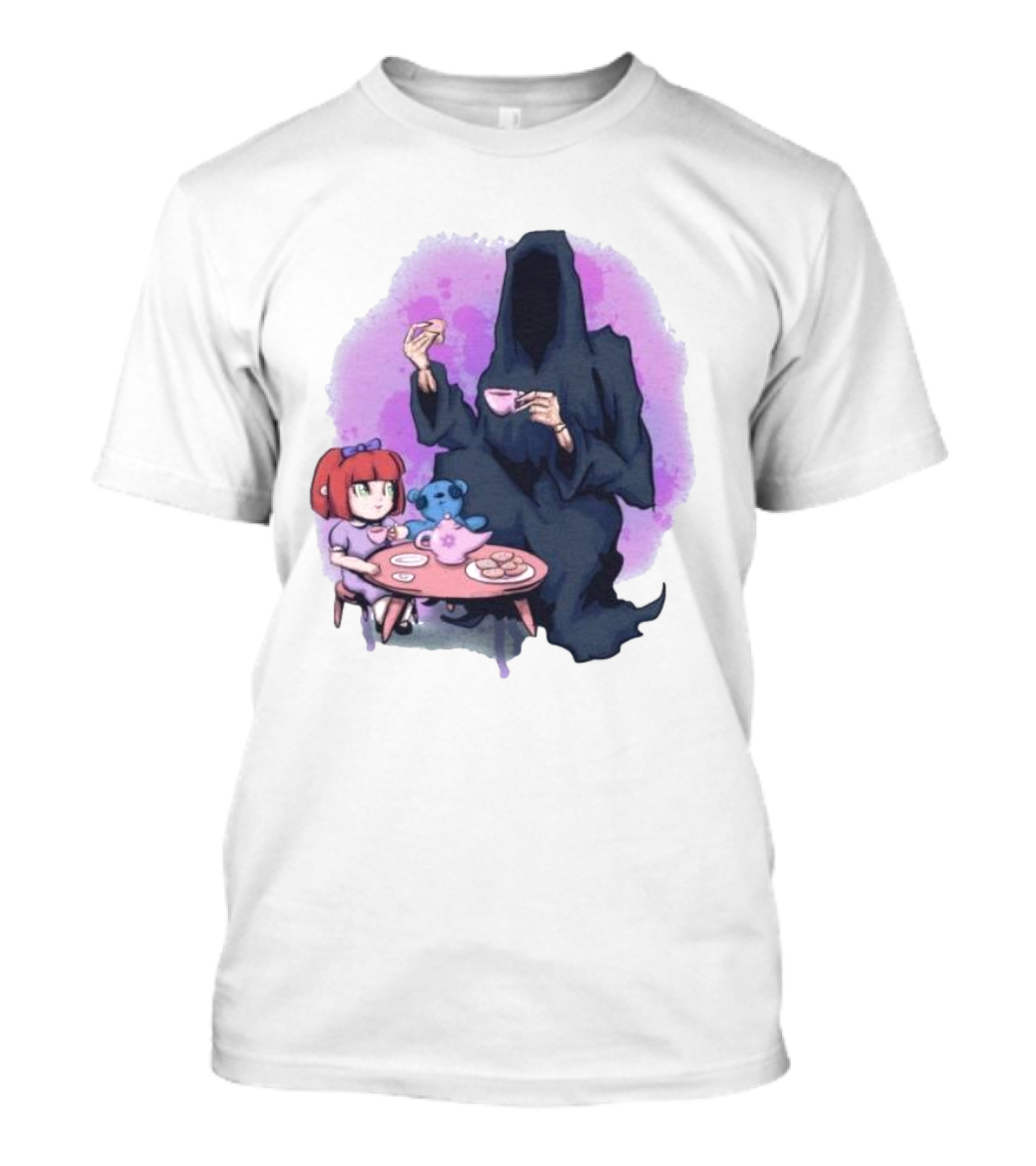 Tea Party With Grim Reaper And Little Girl T-Shirt
