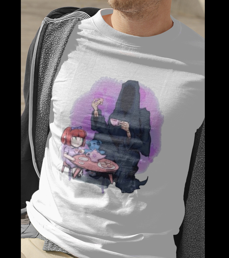 Tea Party With Grim Reaper And Little Girl T-Shirt