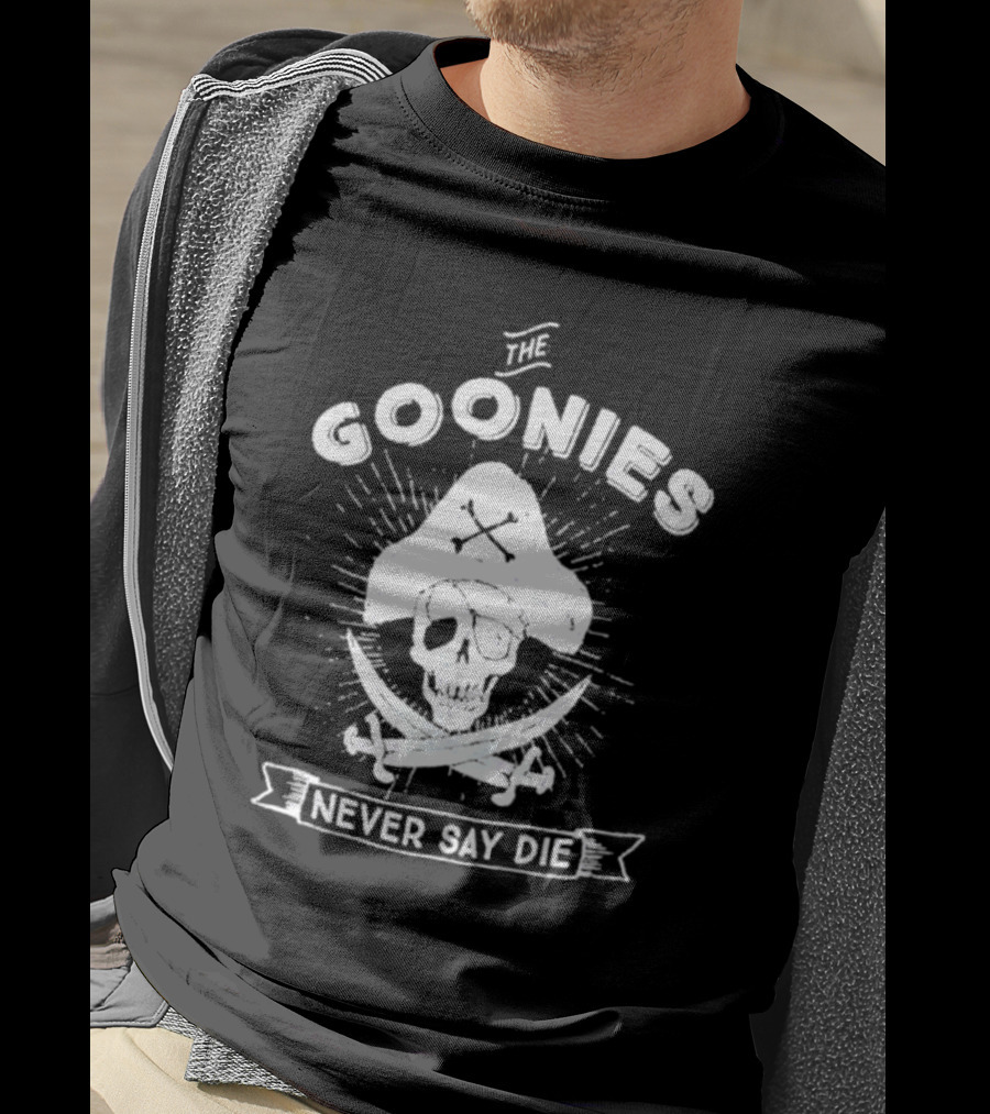 The Goonies Never Say Die Pirate Skull Crossed Swords T-Shirt