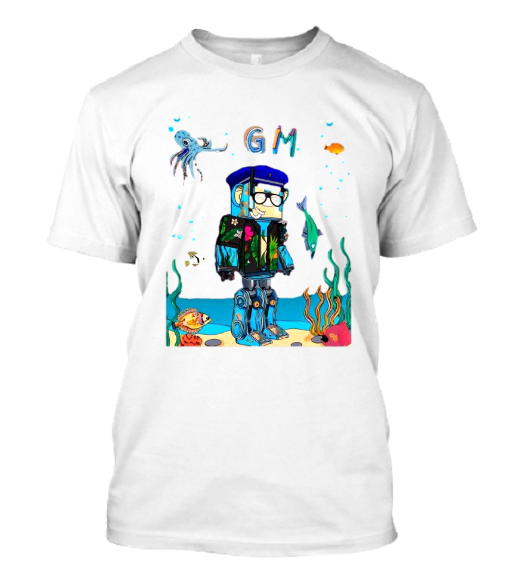 Marine Policeman NFT Robot Monkey Underwater Scene GM T-Shirt