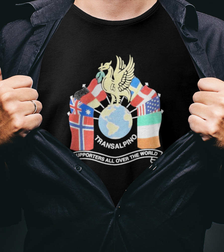Transalpino Global Supporters With Flags And Globe Emblem T-Shirt