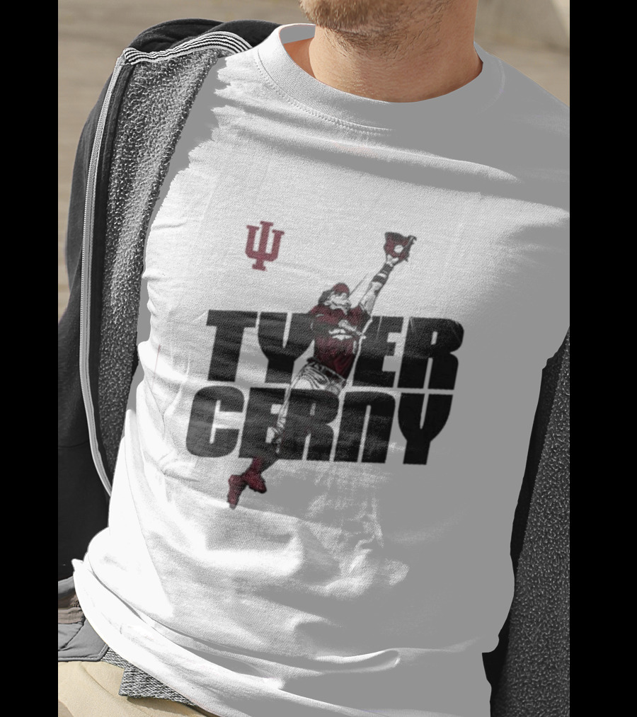Tyler Cerny Baseball Indiana University Jumping Catch T-Shirt