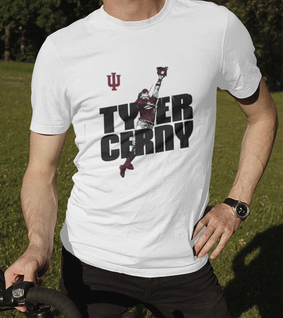 Tyler Cerny Baseball Indiana University Jumping Catch T-Shirt