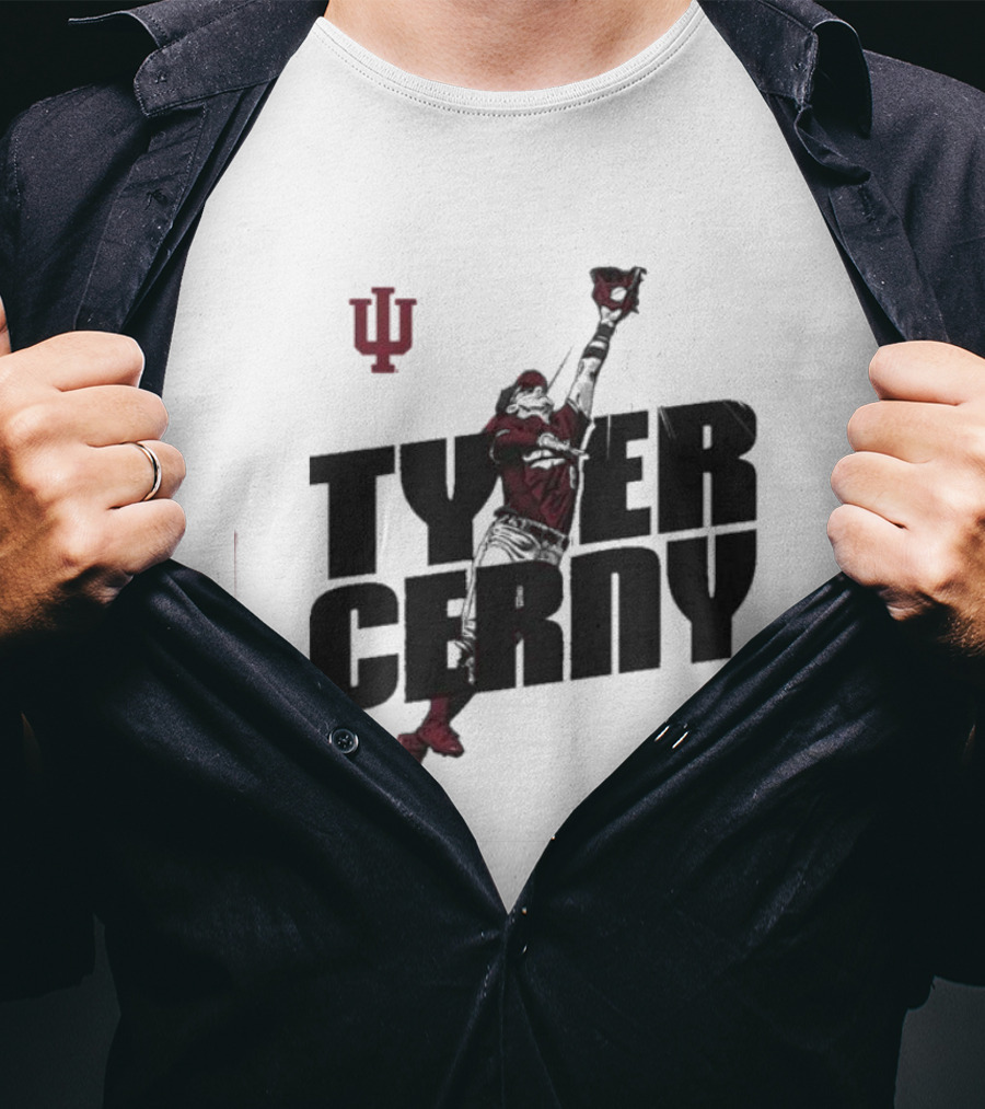 Tyler Cerny Baseball Indiana University Jumping Catch T-Shirt