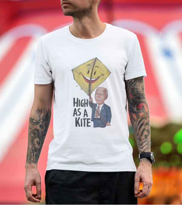 Premium T-Shirt: High As A Kite Joe Biden Holding Smiling Yellow Kite T-Shirt High As A Kite Joe Biden Holding Smiling Yellow Kite T-Shirt