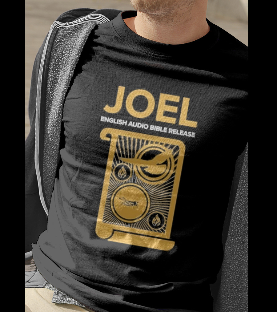 JOEL English Audio Bible Release Scroll Locust Bird Flame Icons T-Shirt