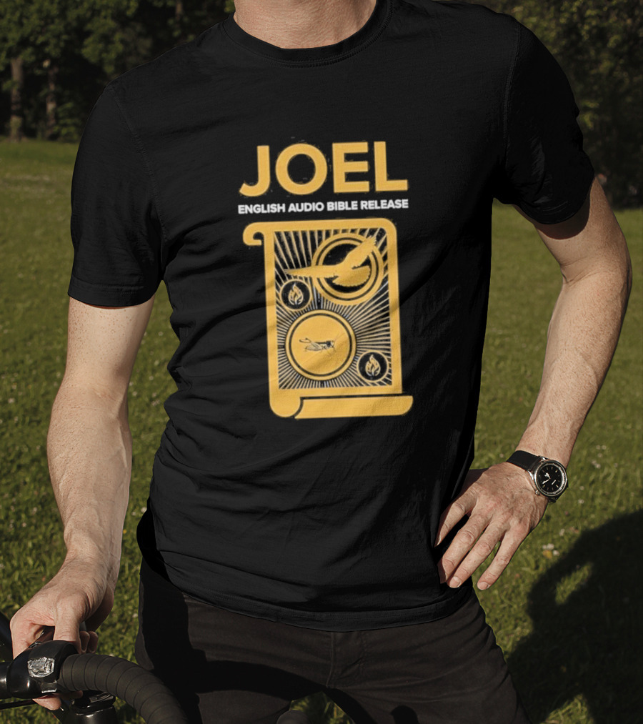 JOEL English Audio Bible Release Scroll Locust Bird Flame Icons T-Shirt
